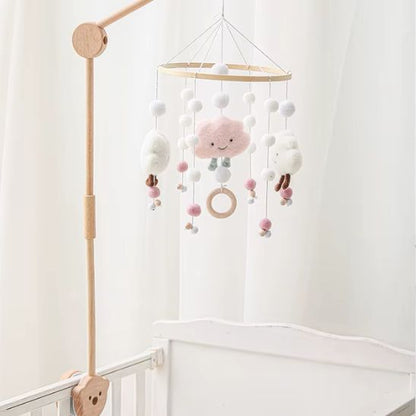 Mobile bébé fille nuage et moutons aux tons pastel pour chambre bébé