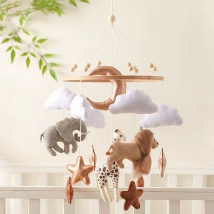 Mobile Lit Bébé - Animaux de la Savane en Feutrine - Spot Bébé