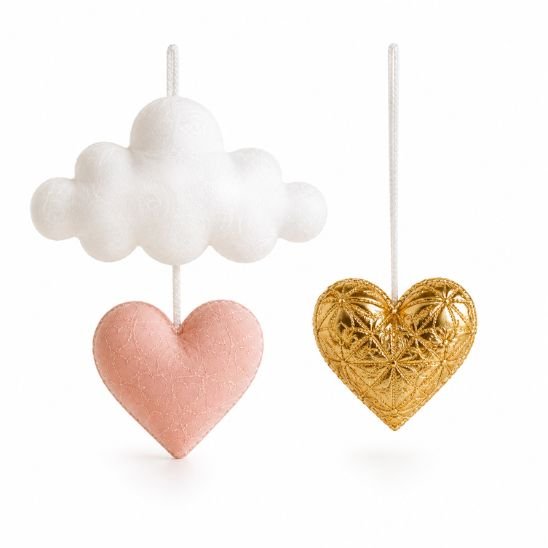 Nuage blanc avec cœurs rose et doré du mobile lit bébé Princesse