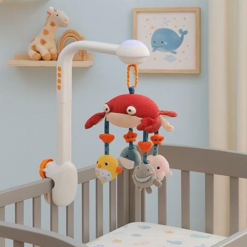Mobile musical bébé à rotation douce avec peluches suspendues