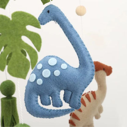 Mobile musical bébé Dinosaures & feuillage doux pour chambre de bébé
