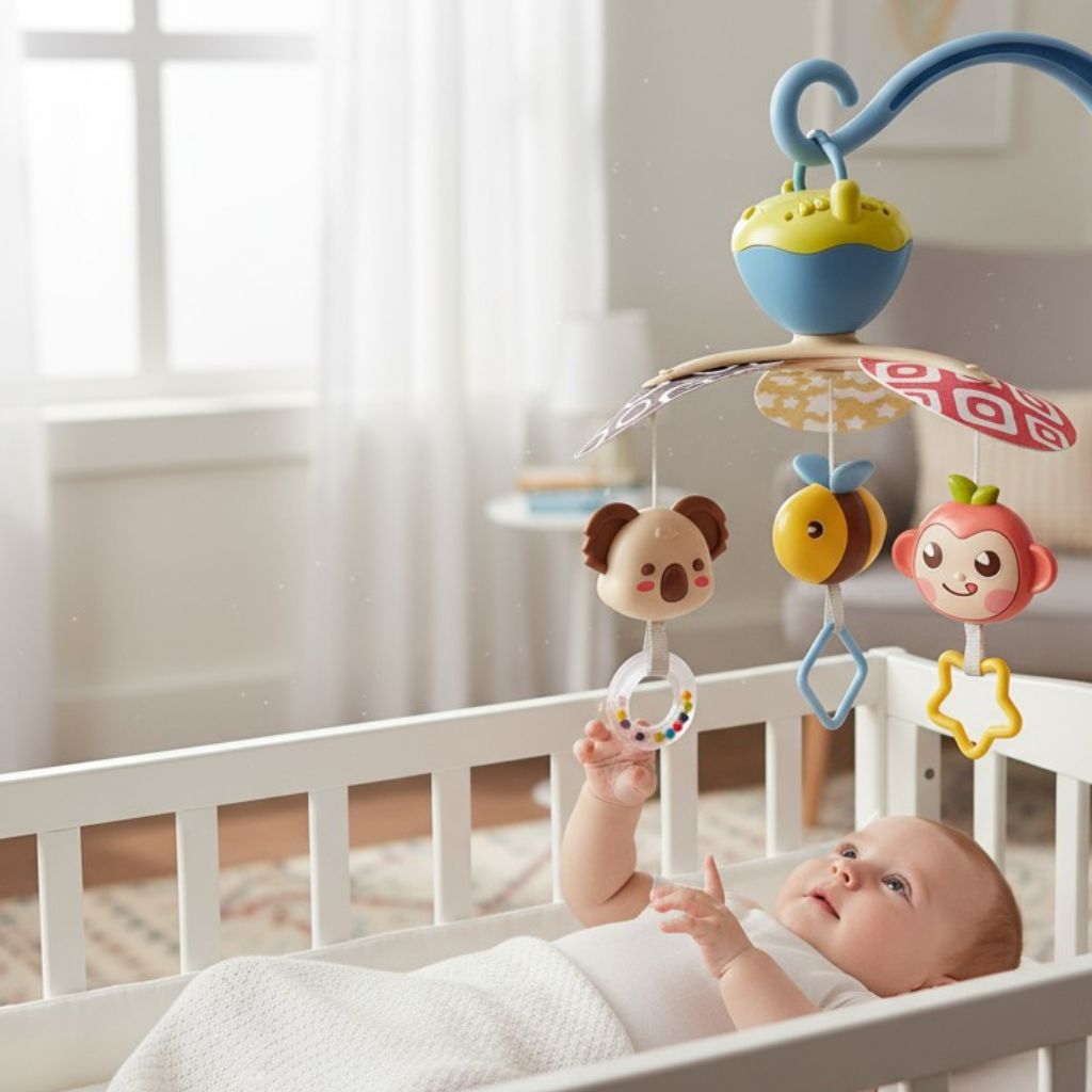 Mobile musical bébé aux couleurs vives stimulant l’éveil visuel et auditif