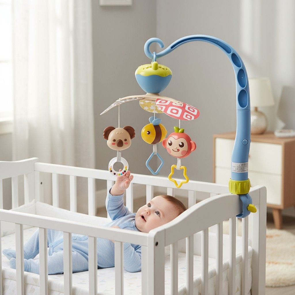Mobile musical bébé évolutif favorisant l’éveil multisensoriel et le sommeil paisible