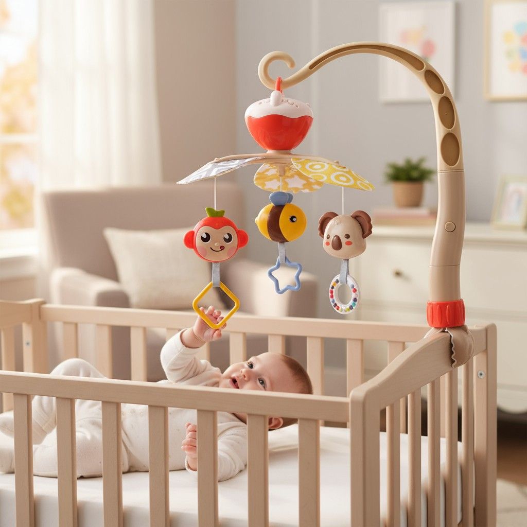 Mobile musical bébé garçon bleu et vert décoratif et apaisant