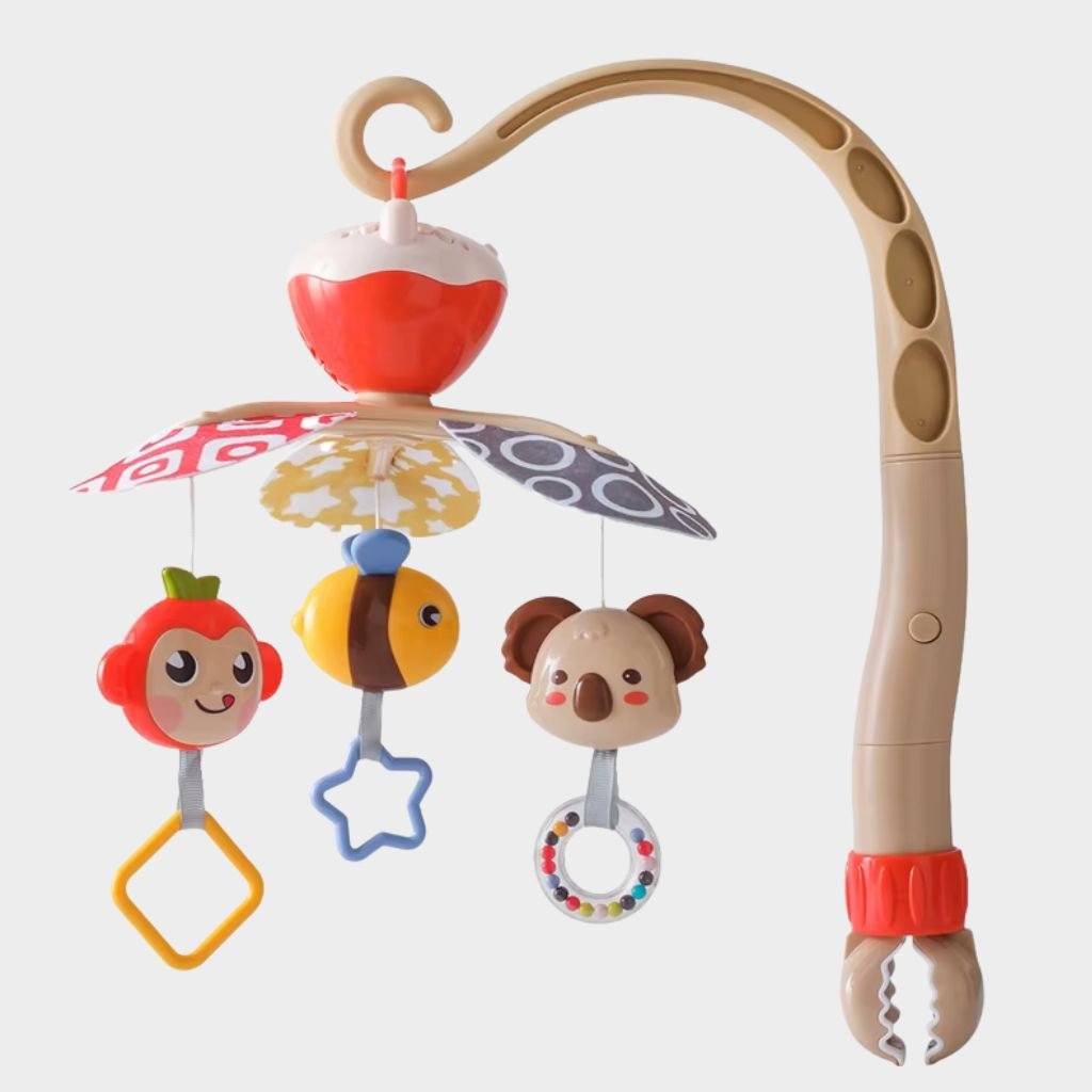 Mobile musical bébé évolutif avec figurine singe amusant pour éveil sensoriel