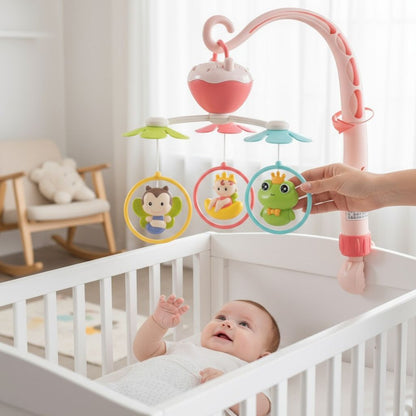 Mobile bébé rotatif 360 degrés stimulant l’éveil visuel et auditif