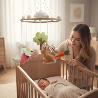 Mobile musical bébé Lapin & compagnie au style scandinave et naturel