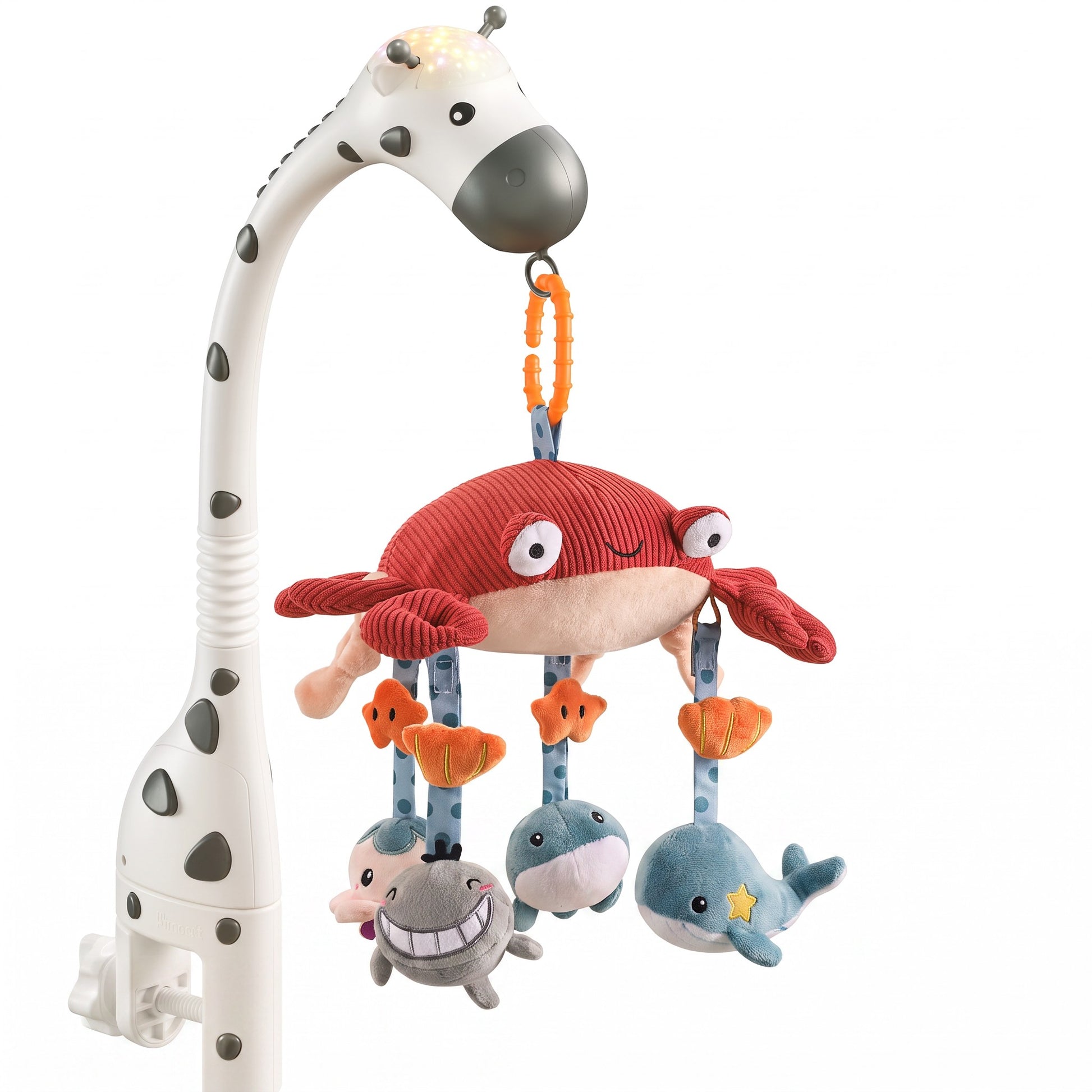 Mobile bébé lumineux avec crabe et animaux marins en peluche suspendus