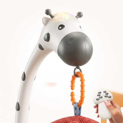 Projection lumineuse et télécommande du mobile musical bébé girafe blanc