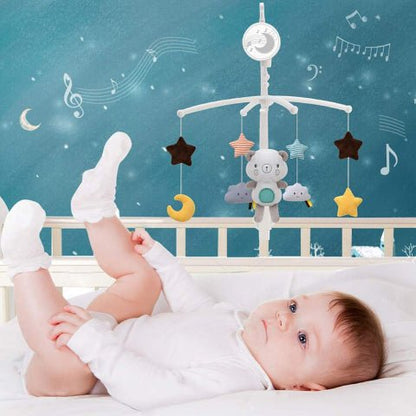 Mobile musical bébé favorisant l’éveil sensoriel avec formes douces
