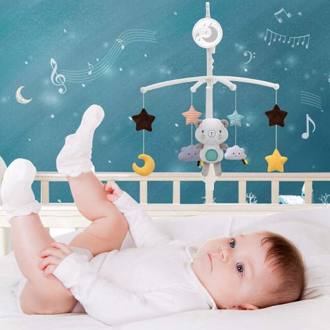 Mobile musical bébé favorisant l’éveil sensoriel avec formes douces