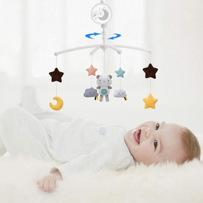  Mobile musical bébé avec étoiles dorées et ourson câlin