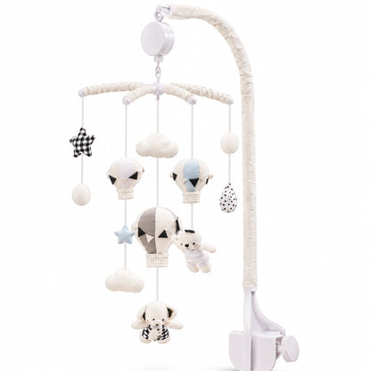 mobile musical bébé sans pile Escale complet avec bras habillé de tissu et boîte à musique mécanique