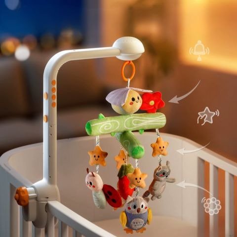 mobile musical pour bébé avec projection lumineuse étoilée colorée