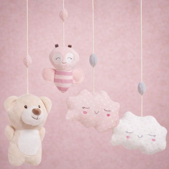 Mobile musical pour bébé oursons et nuages dans chambre douce