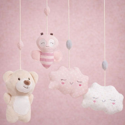 Mobile musical pour bébé oursons et nuages dans chambre douce