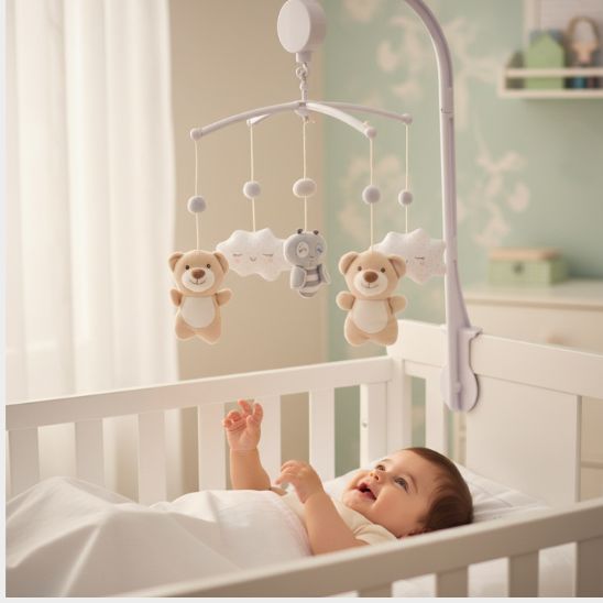 Mobile musical pour bébé avec nuages moelleux suspendus