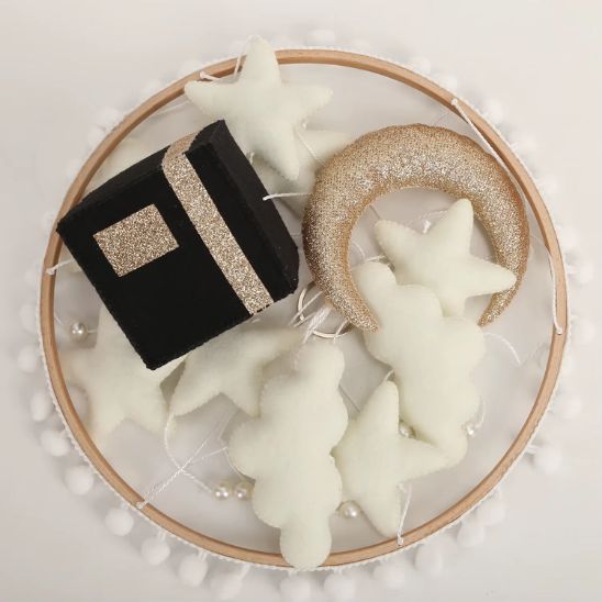 Mobile musicale bebe - Musulman lune et étoiles en feutre doux