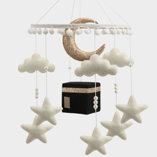 Mobile musicale bebe - Musulman avec Kaaba, étoiles et nuages pour chambre bébé