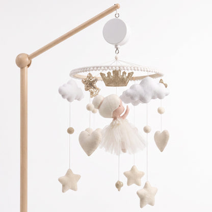 Mobile pour lit bébé Ballerine avec bras en bois et boîte musicale