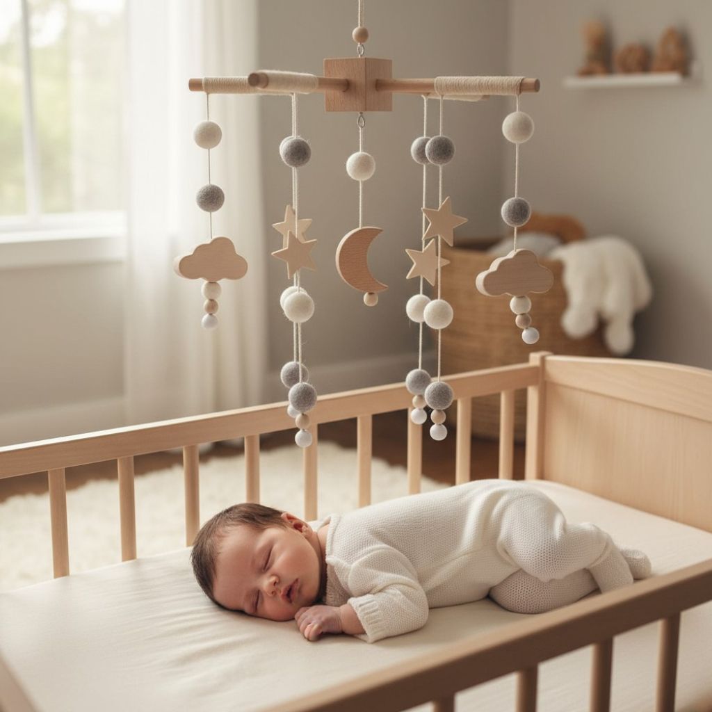 Mobiles Montessori favorisant l’éveil sensoriel et la concentration de bébé
