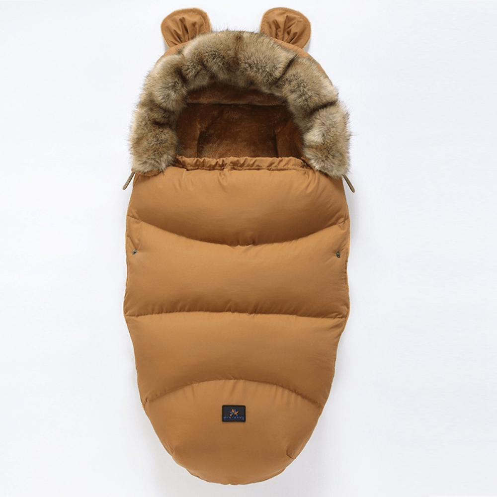 Nid d’ange bébé camel chaud et douillet avec capuche à fourrure – Spot Bébé