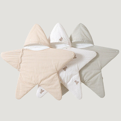 Nid d'ange étoile Astrée en vichy caramel, crème oursons et vichy sauge
