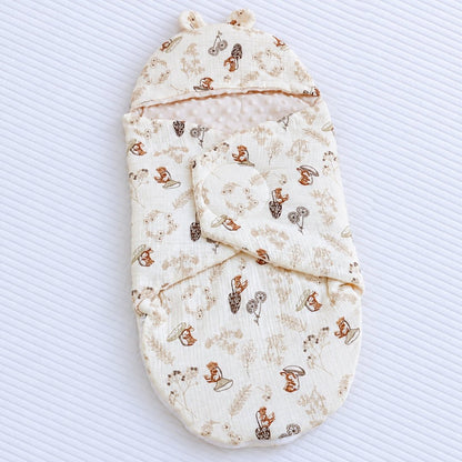 Nid d'ange gaze de coton imprimé lapins et champignons