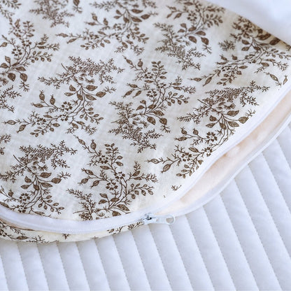 Zip et gaze de coton gaufrée imprimée de fleurs