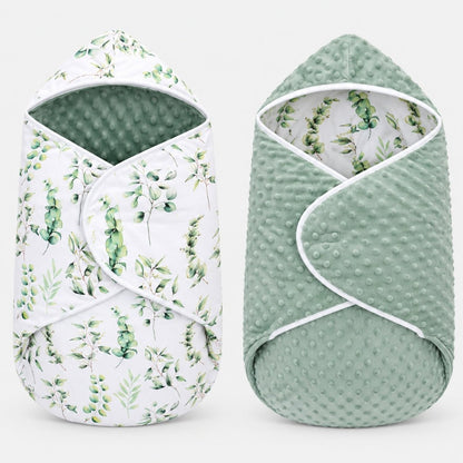 Nid d'ange minky réversible, face eucalyptus et face minky sauge