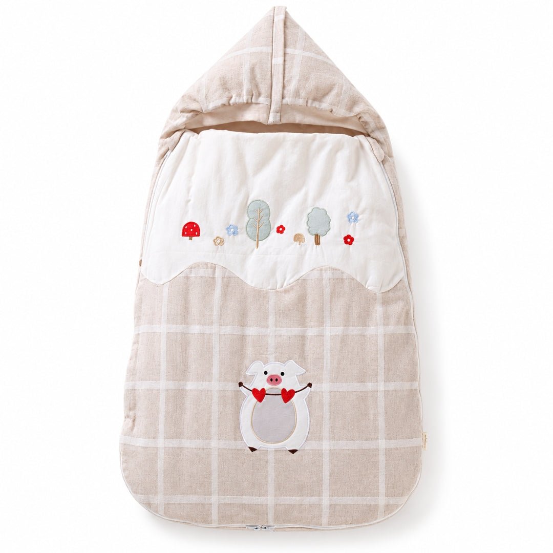 Nid d'ange naissance beige en coton et lin