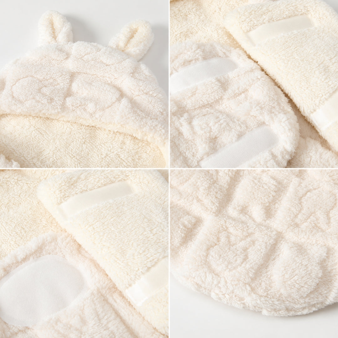 Capuche à oreilles et ailes à scratch doux du nid d'ange peluche