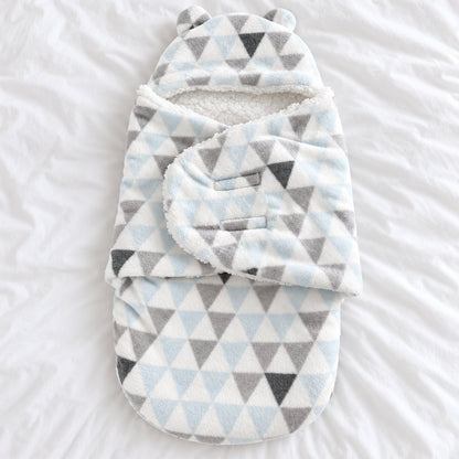 Nid d'ange polaire Guimauve triangles bleus, doublure sherpa