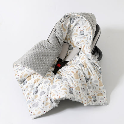 Nid d'ange réversible Biscotte Lapins gris, lapins et nuages, dans un cosy
