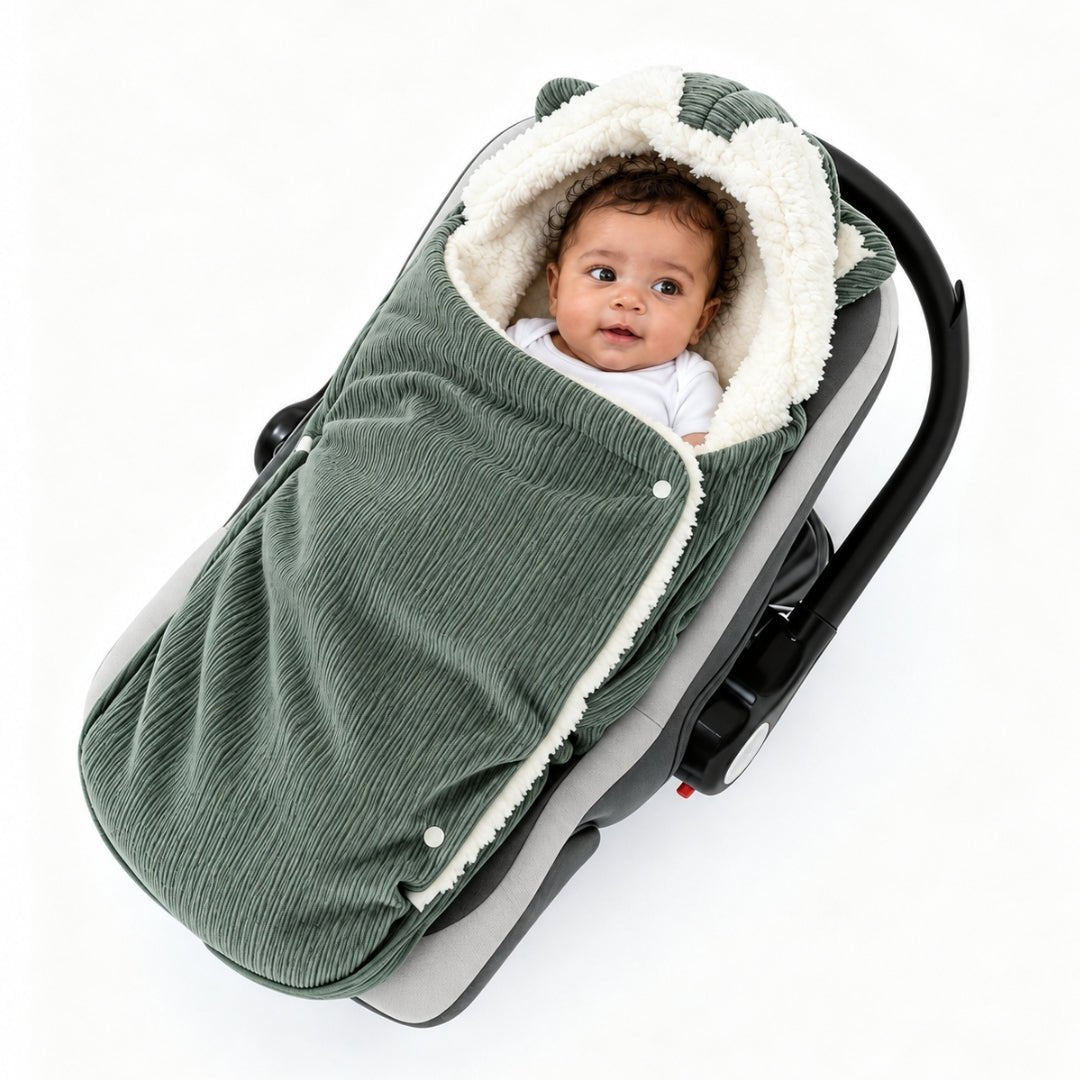 Bébé dans le nid d'ange siège auto vert sapin
