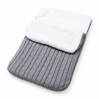 Nid d'ange tricot torsadé gris, revers sherpa