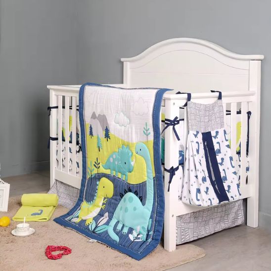 Parure de lit bébé 4 pièces dinosaure ensemble complet chambre bébé garçon