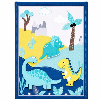 Parure de lit bébé 4 pièces dinosaure couette motifs en relief bleu et vert