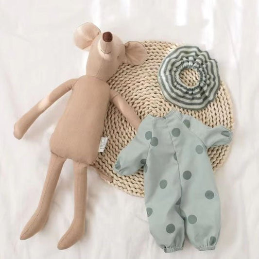 Peluche souris en coton rose clair, compagnon tendre pour bébé