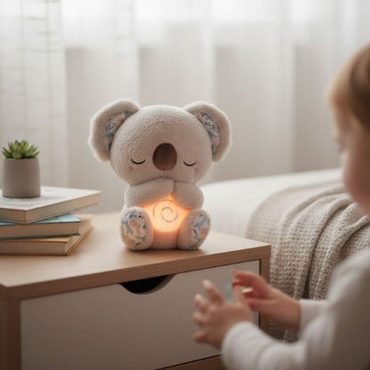 Peluche veilleuse bébé koala gris au toucher ultra doux