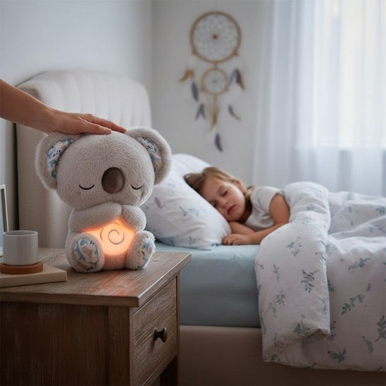 Veilleuse bébé peluche koala avec lumière douce pour apaiser le sommeil