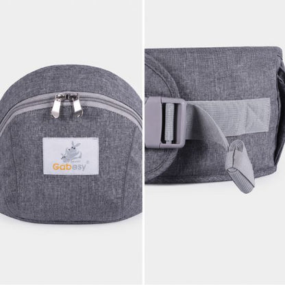 Porte-bébé siège de hanche – détail fermeture boucle robuste et poche zippée