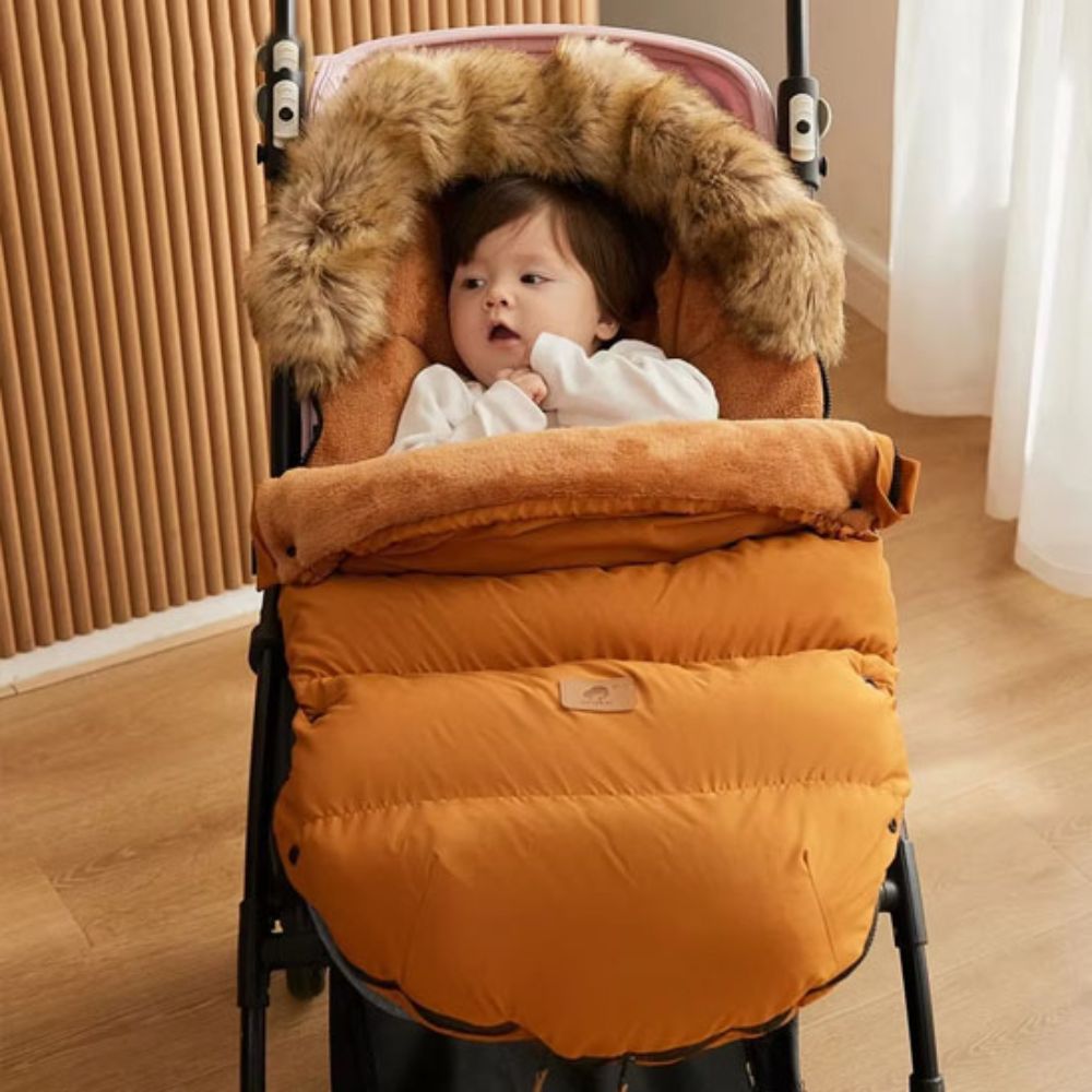 Chancelière poussette noir camel confortable pour hiver