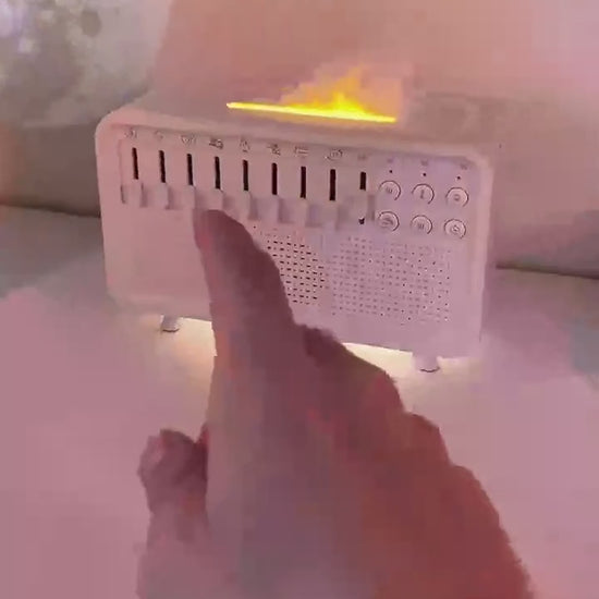 Machine bruit blanc humidificateur à effet flamme, réglage des sons avec les curseurs