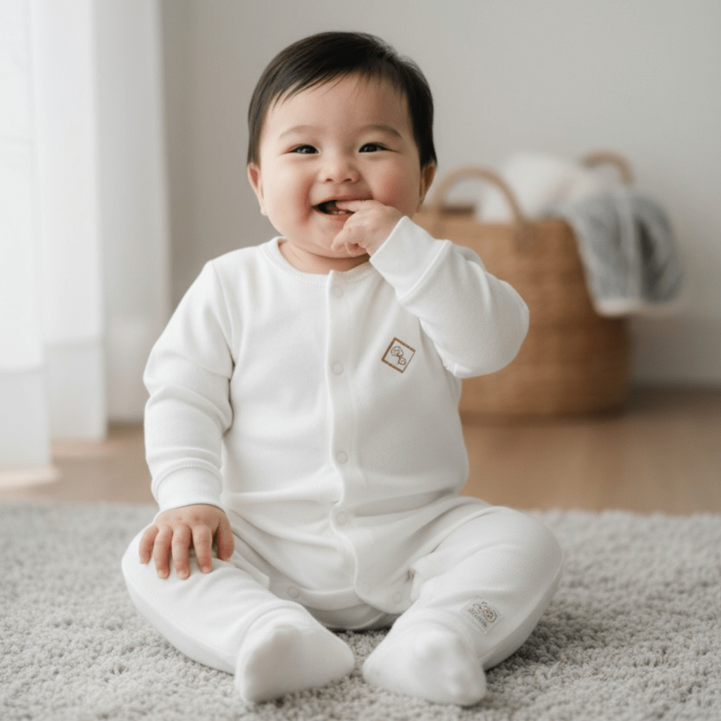 Pyjama grenouillère enfant blanc ivoire en maille douce et respirante