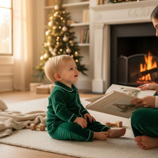 Pyjama NOEL enfant velours rouge pour nuit magique de Noël