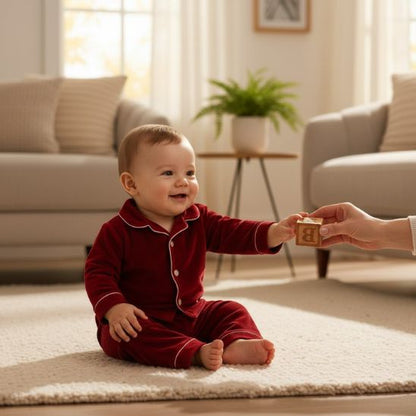 Pyjama NOEL enfant velours rouge look festif pour fêtes