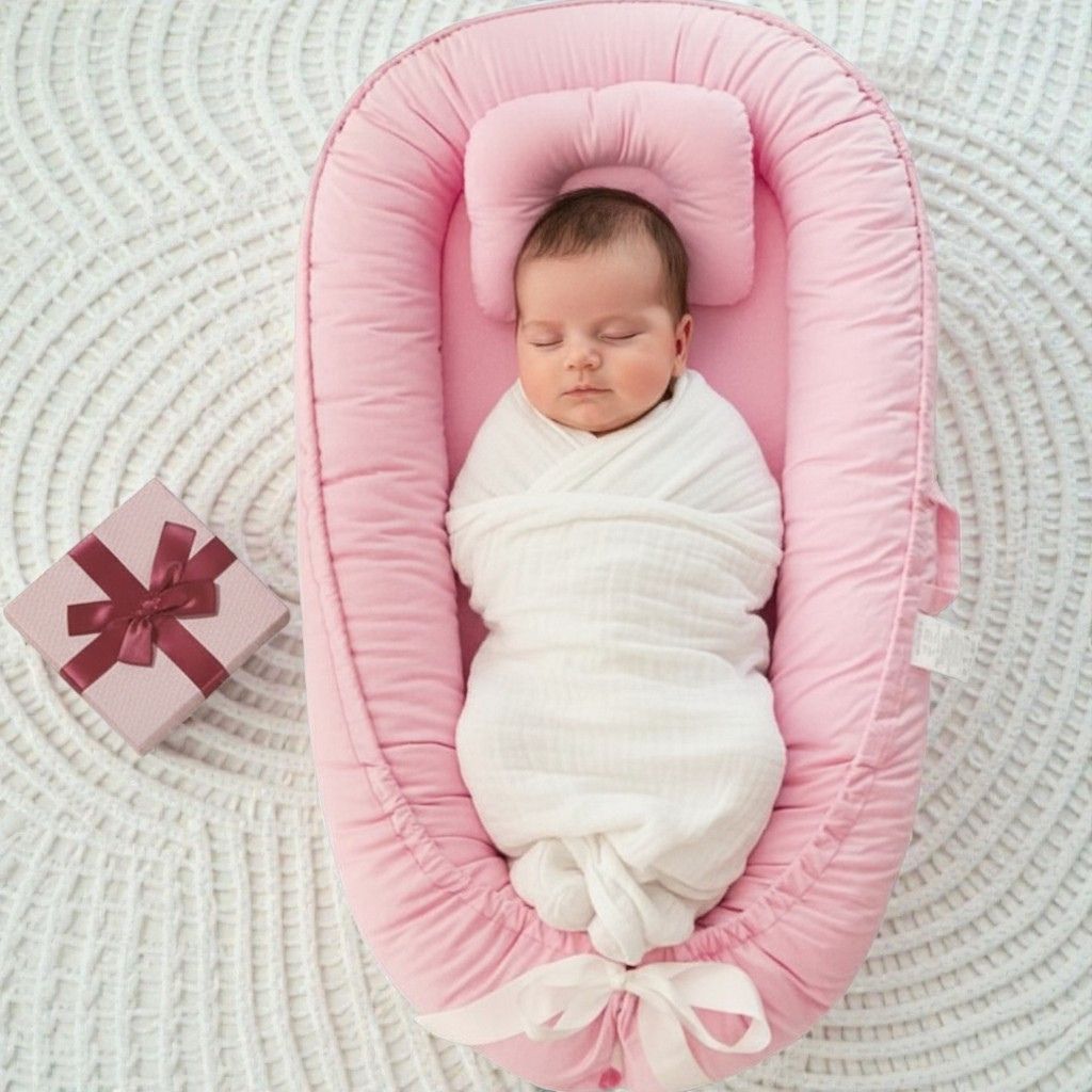 Réducteur de lit bébé hypoallergénique couleur rose