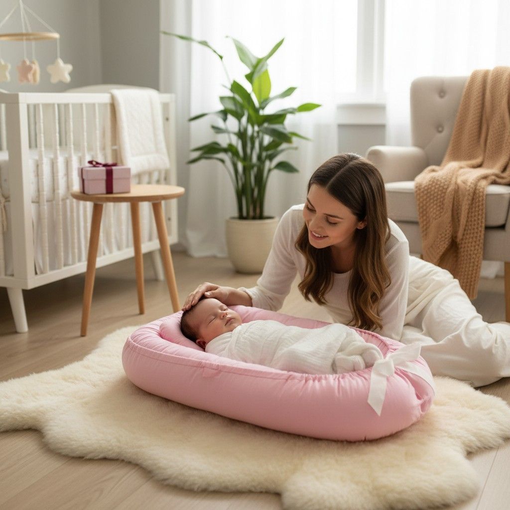 Réducteur de lit bébé en coton respirant rose