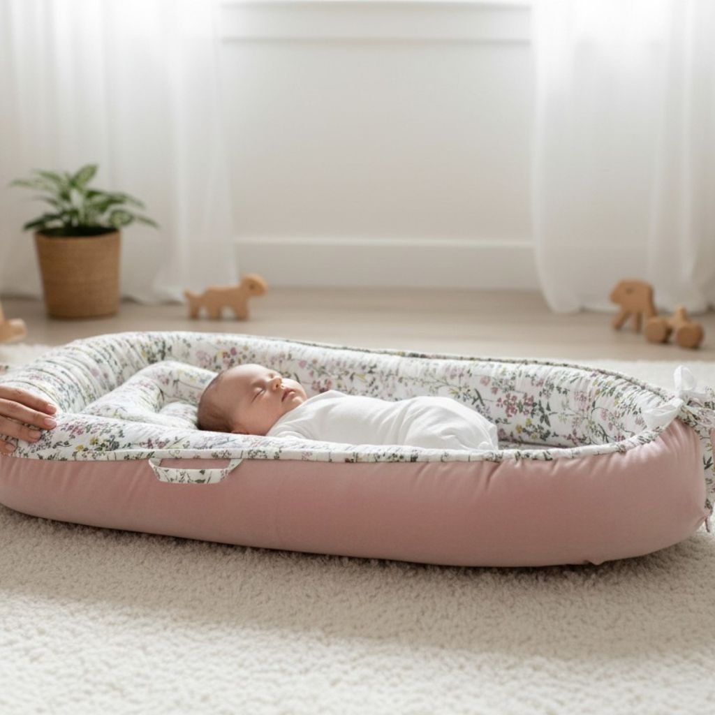 Réducteur de lit bébé Floralys élégant avec tissu fleuri pastel